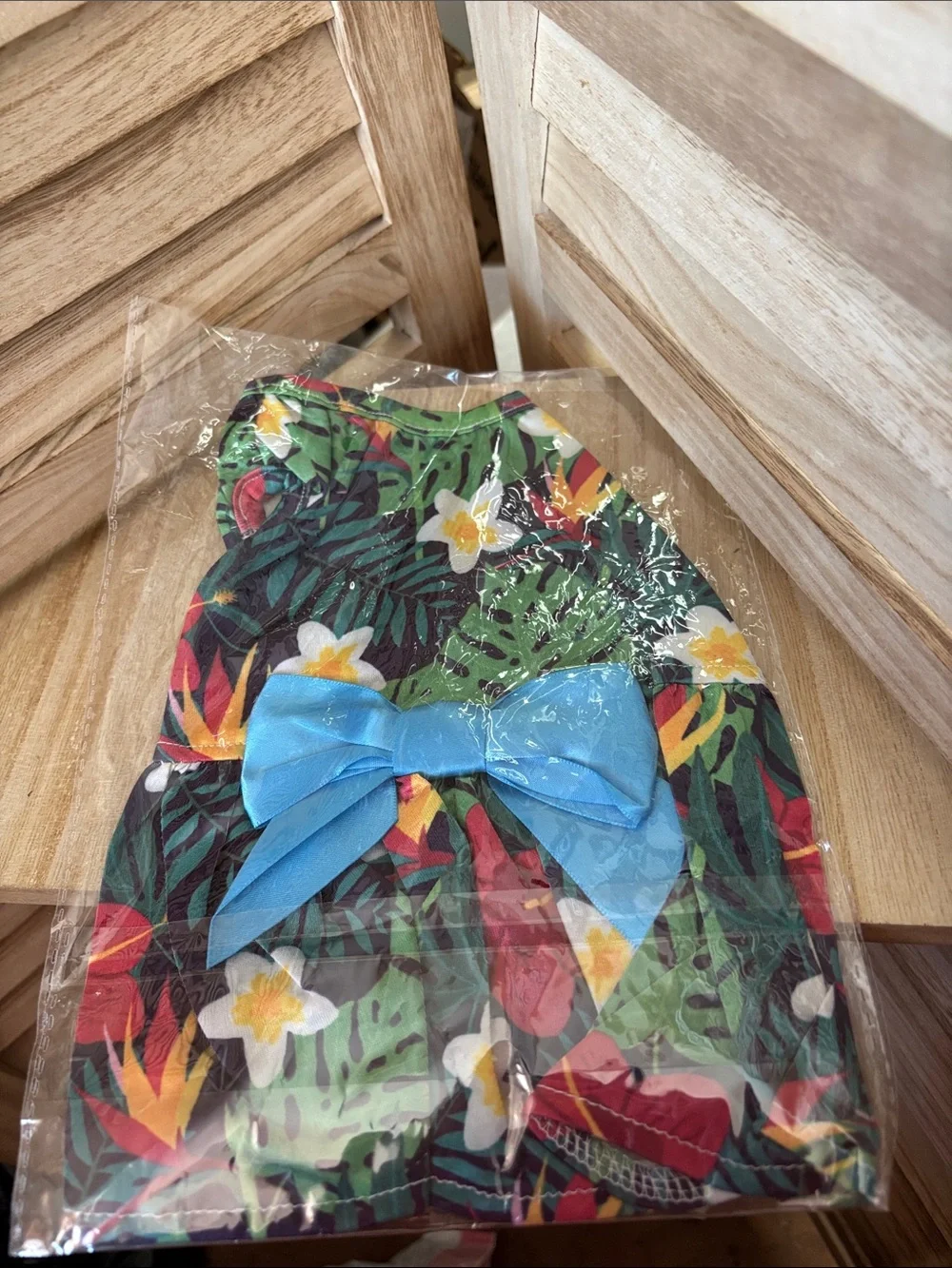 Pet Floral Tropical Dress with Blue Bow XS NIP